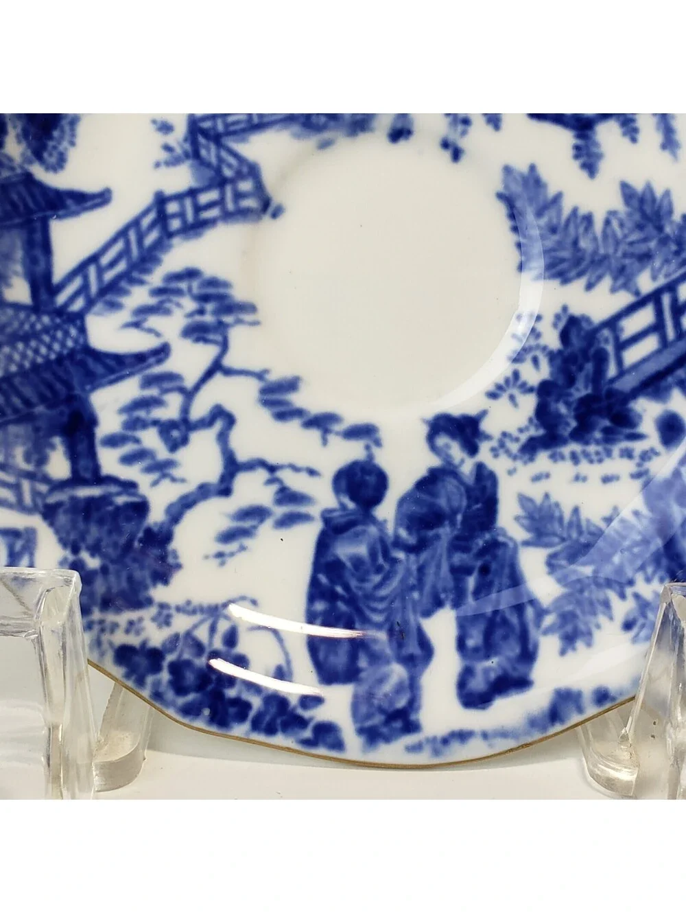Vintage Royal Crown Derby Blue Mikado Demitasse Teacup & Saucer Set Chinoiserie
